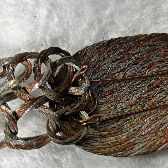Vintage Womens Tricolor Infinity Chain Loop Metal Woven Belt Sz. 42